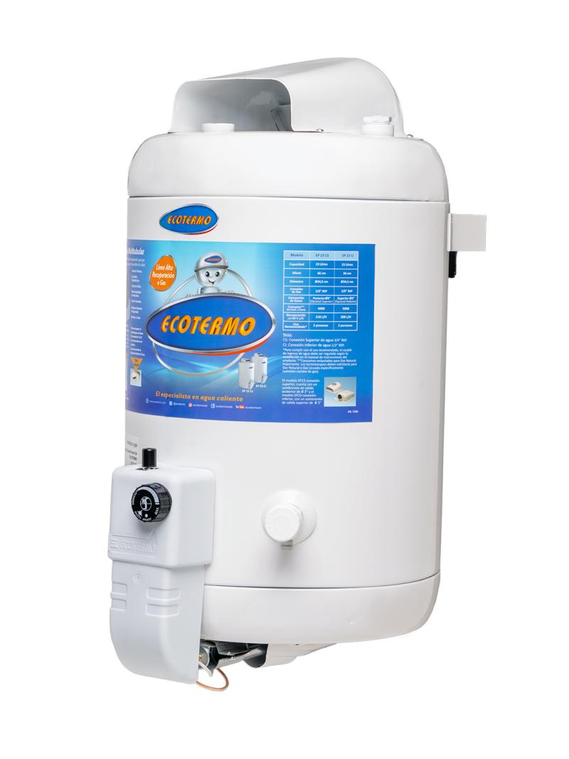 Termotanque Gas Natural Ecotermo Alta Recuperación Carga Superior 23 Litros