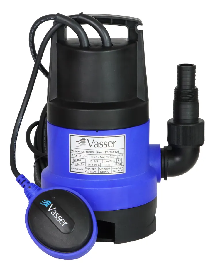 Bomba Sumergible Desagote Agua Sucia Vasser DE400PS 400W 10Mts cable