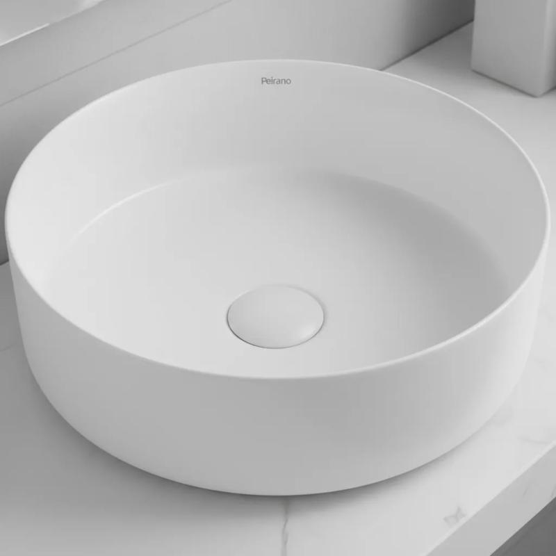 Bacha De Apoyar Redonda Para Baño Peirano BCH11 Blanco Mate