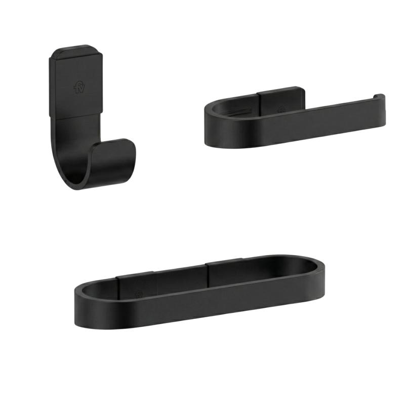 Combo Kit 3 Accesorios De Baño Fv Linea Armonia 0179.03/M8 Negro Mate