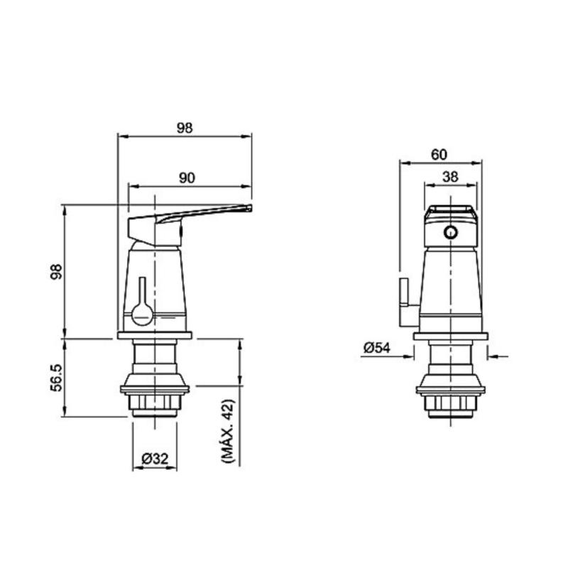 Grifería Bidet Monocomando Peirano Black Rio (70-176N)