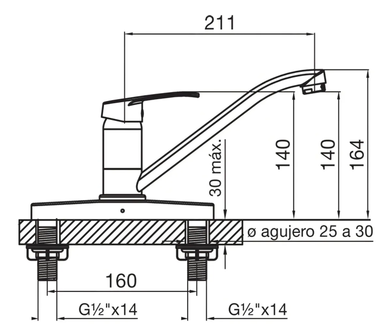 Grifería Cocina Monocomando Fv B1 Arizona 0411.03/B1 Cromo