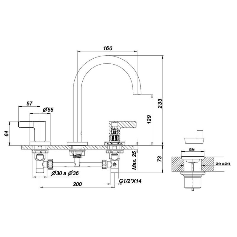 Grifería Lavatorio Baño Fv Mauna 0207/G8 Negro Mate