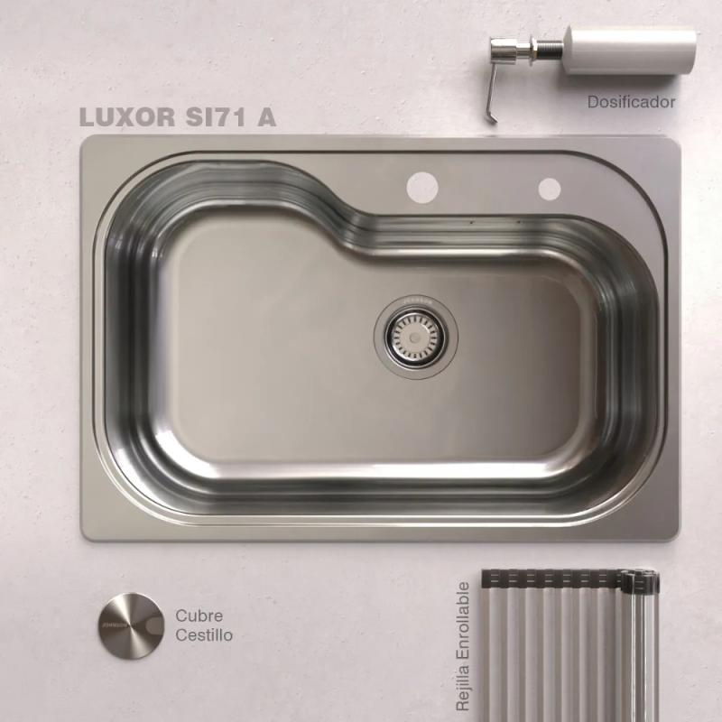 Kit Bacha De Cocina Johnson Acero Luxor Si71 + Accesorios