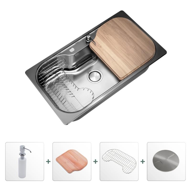 Kit Bacha Cocina Johnson Acero LUX SI85 + Accesorios (P30LUXOR85K1)