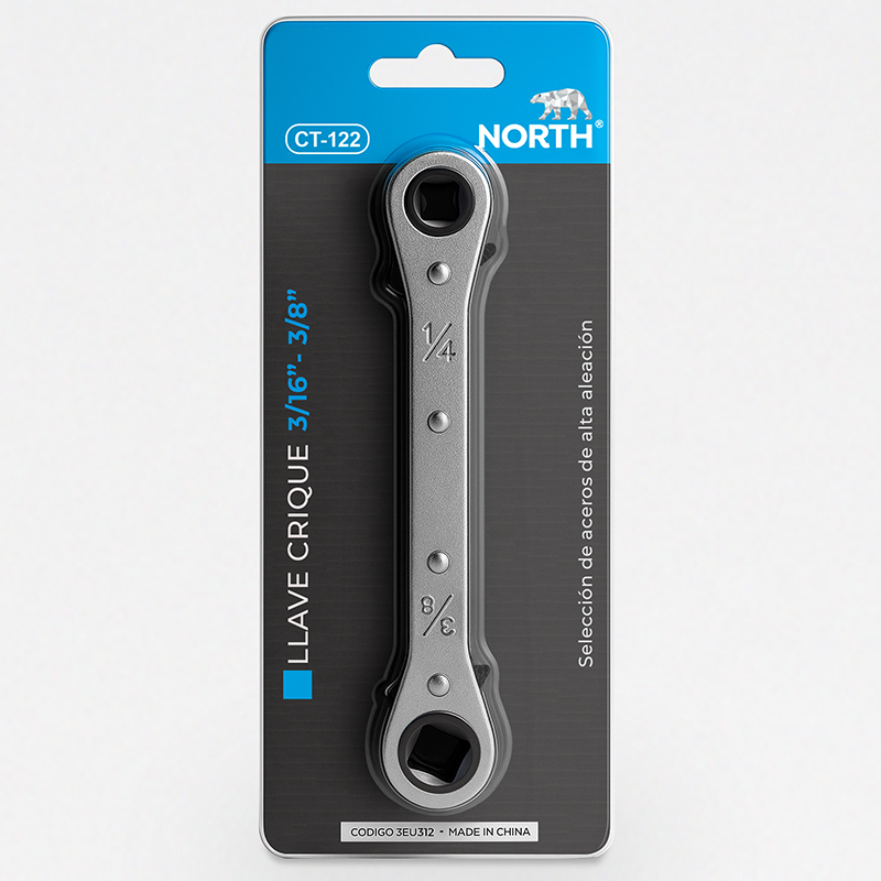 Llave crique 4 medidas 1/4" 3/8" 3/16" 5/16" refrigeracion