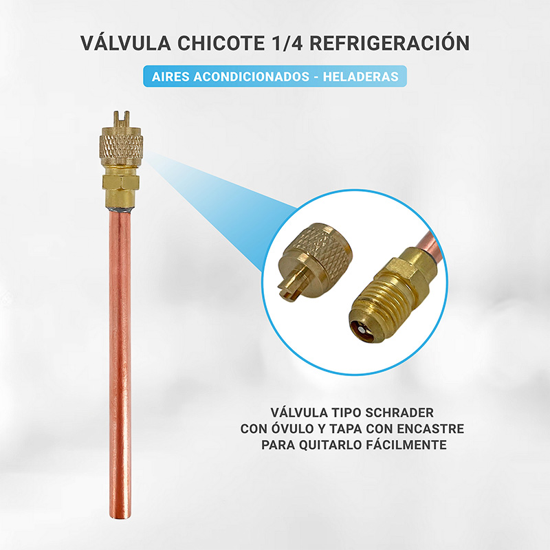 Valvula Chicote 1/4 Soldar Refrigeración Aire Acondicionado