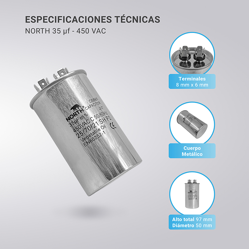 Capacitor De Arranque 35 Mf Uf 450v Motores Compresores Aire