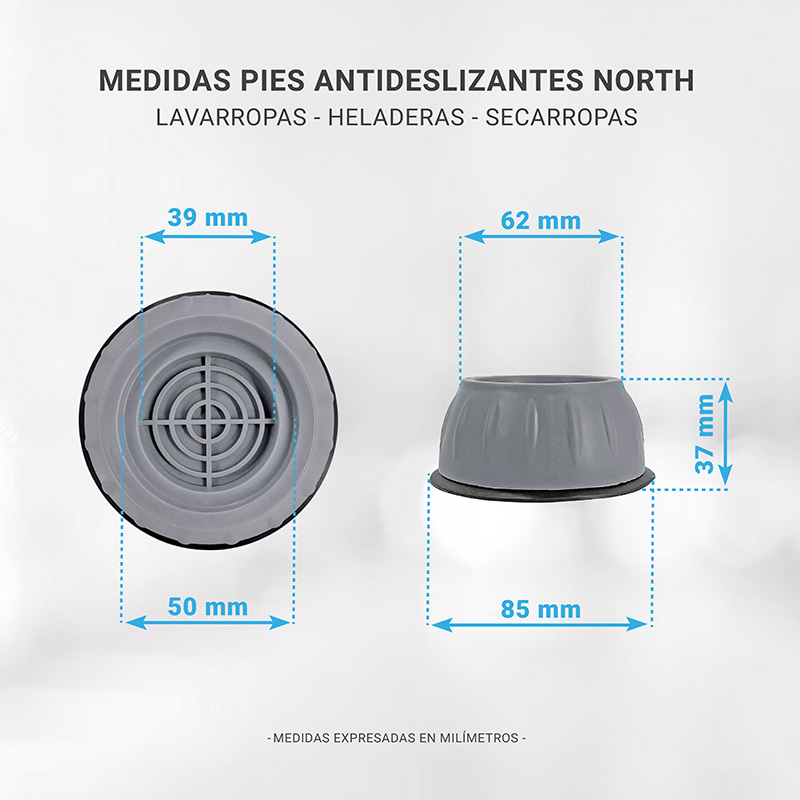 Kit Pies Antideslizante North Para Lavarropas Drean X4