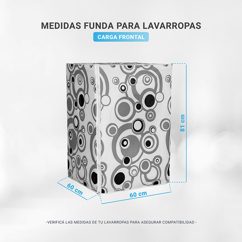 Funda para lavarropas 60x60x81 carga frontal estampada impermeable