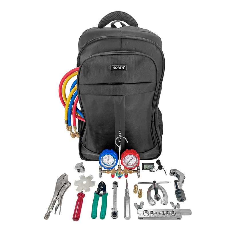 Kit Herramientas Refrigeracion Completo Manifold Mochila 40L North