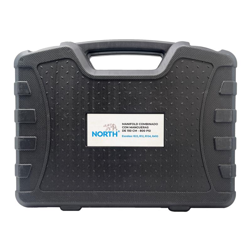 Kit carga aire automotor manifold gas R134 con valvula acoples alta y baja North