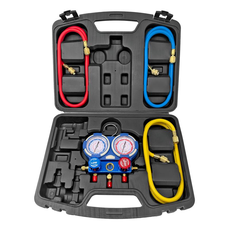 Kit carga aire automotor manifold gas R134 con valvula acoples alta y baja North