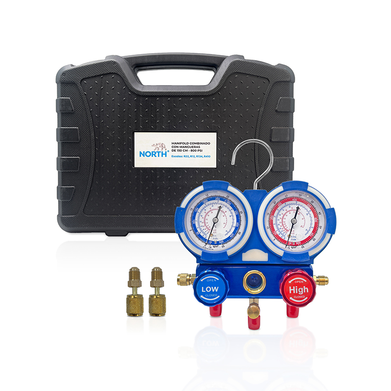 Manifold combinado North R410 R22 R134 R12 mangueras 150 cm