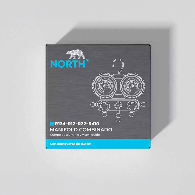 Manifold combinado North R410 R22 R134 R12 mangueras 150 cm