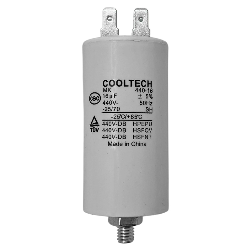 Capacitor de marcha con tornillo 16 MF para lavarropas