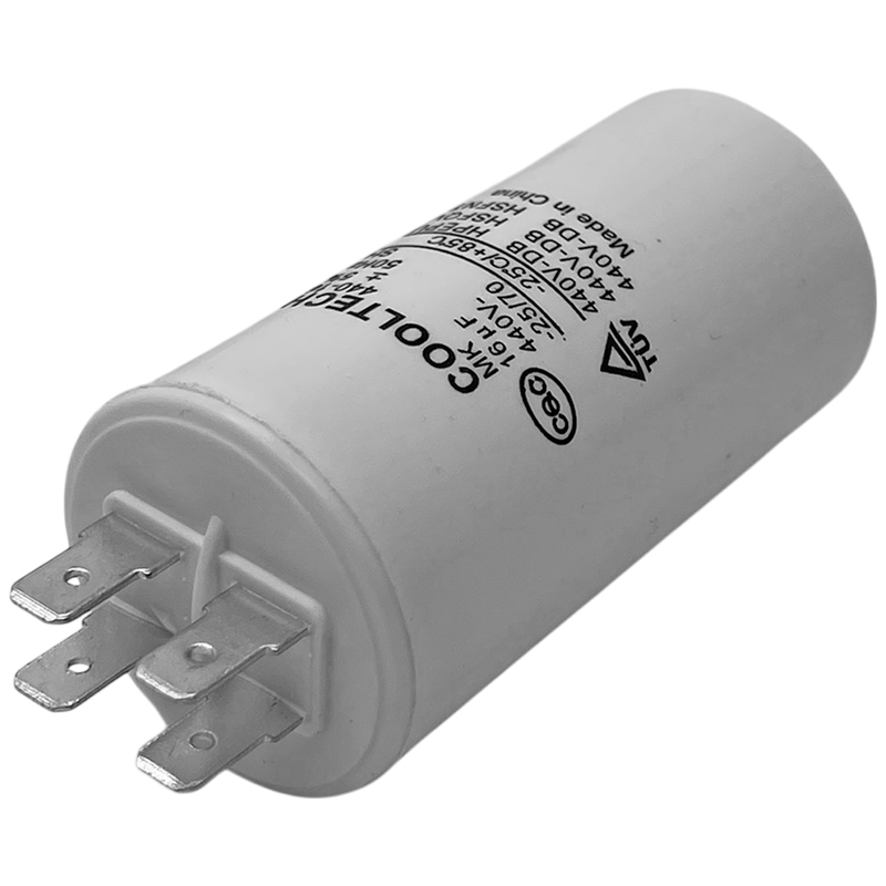 Capacitor de marcha con tornillo 16 MF para lavarropas