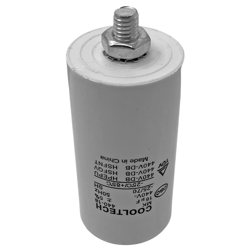 Capacitor de marcha con tornillo 16 MF para lavarropas