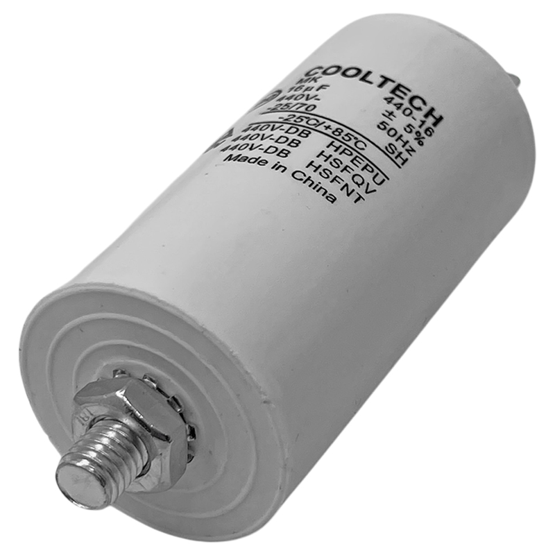 Capacitor de marcha con tornillo 16 MF para lavarropas