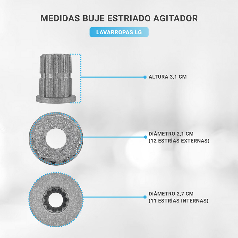 Buje Estriado Agitador Para Lavarropas LG 12 Estrias