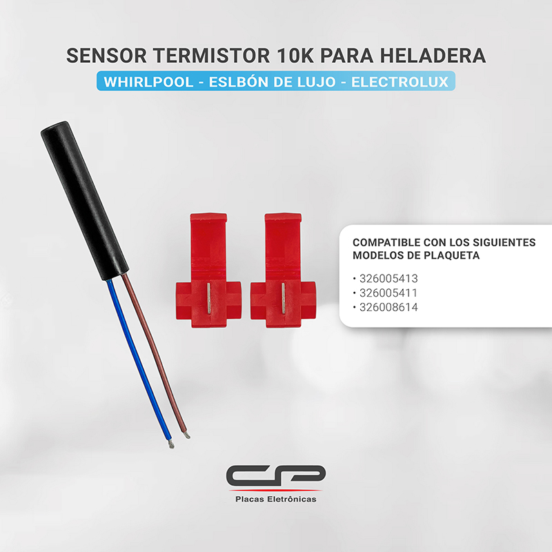 Sensor termistor 10k CP para heladera Whirlpool y Eslabón de Lujo
