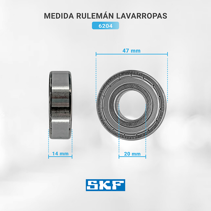 Rulemán para lavarropas SKF 6204 Blindado