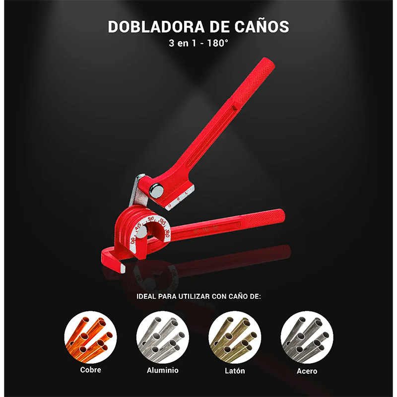 Dobladora Caño 3 En 1 Cobre 180° 1/4 5/16 3/8 Refrigeracion