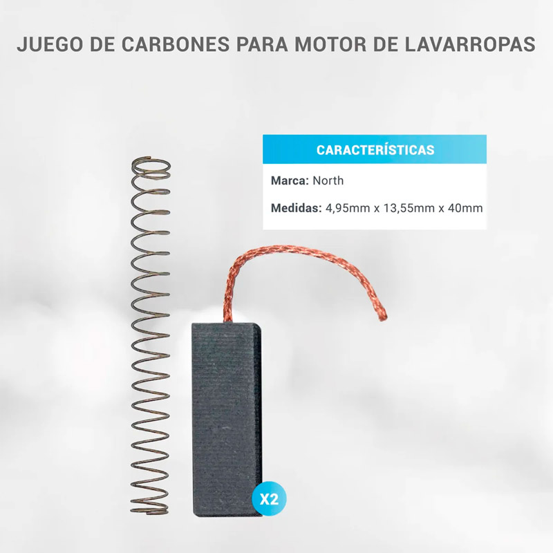 Juego Carbones 13,5mm Para Motor De Lavarropas Drean