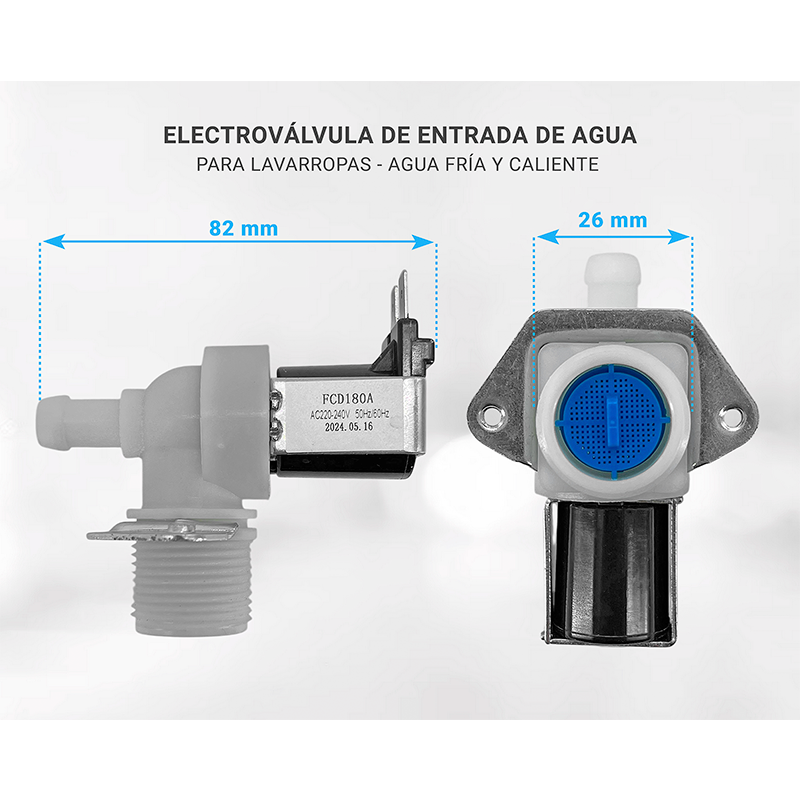 Electro Válvula Entrada De Agua Lavarropas 90°
