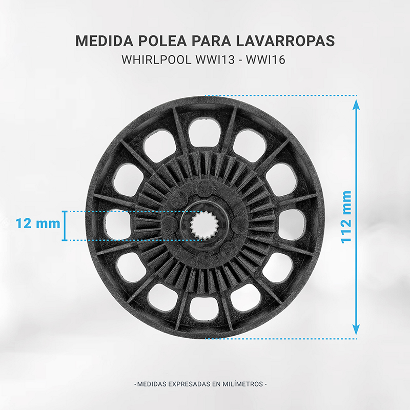 Polea caja para lavarropas Whirlpool WWI13 WWI16