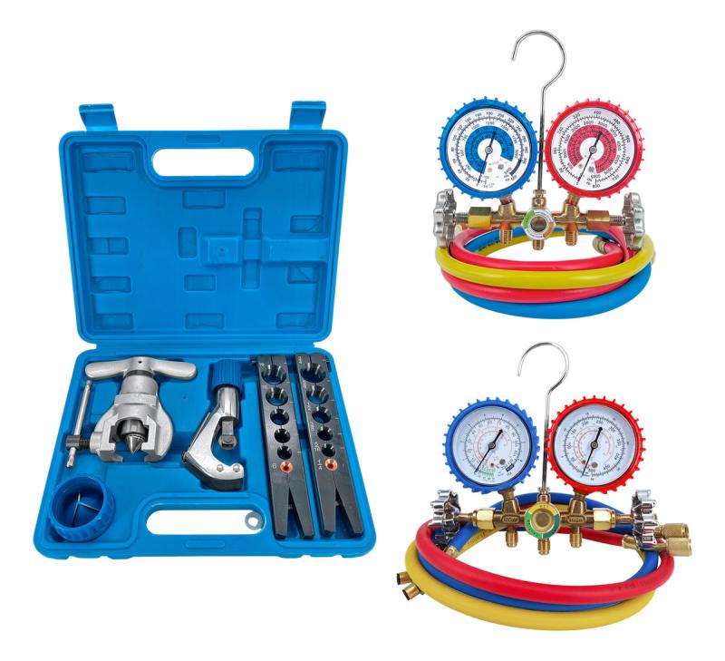 Manifold R22 + Manifold R410 + Kit Pestañadora Excentrica