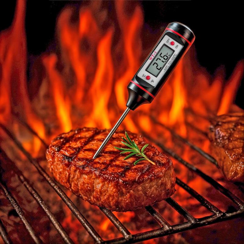 Termómetro Digital Thermometer Tp 300 Cocina Carne -50 A 300°c Acero Inoxidable Negro/rojo