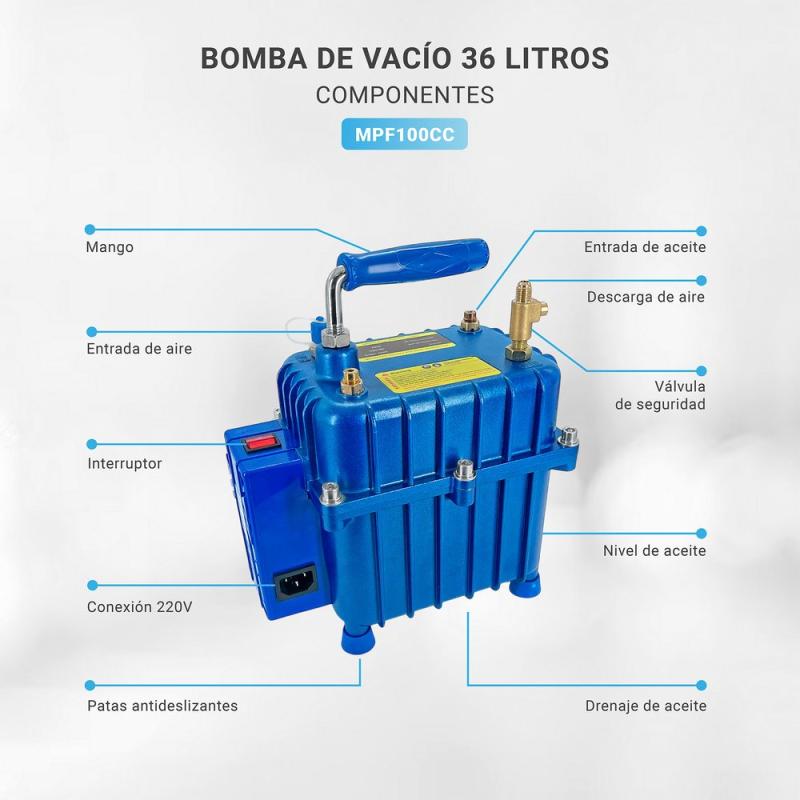 Bomba De Vacio Presurizadora Aire Acondicionado 36 Litros