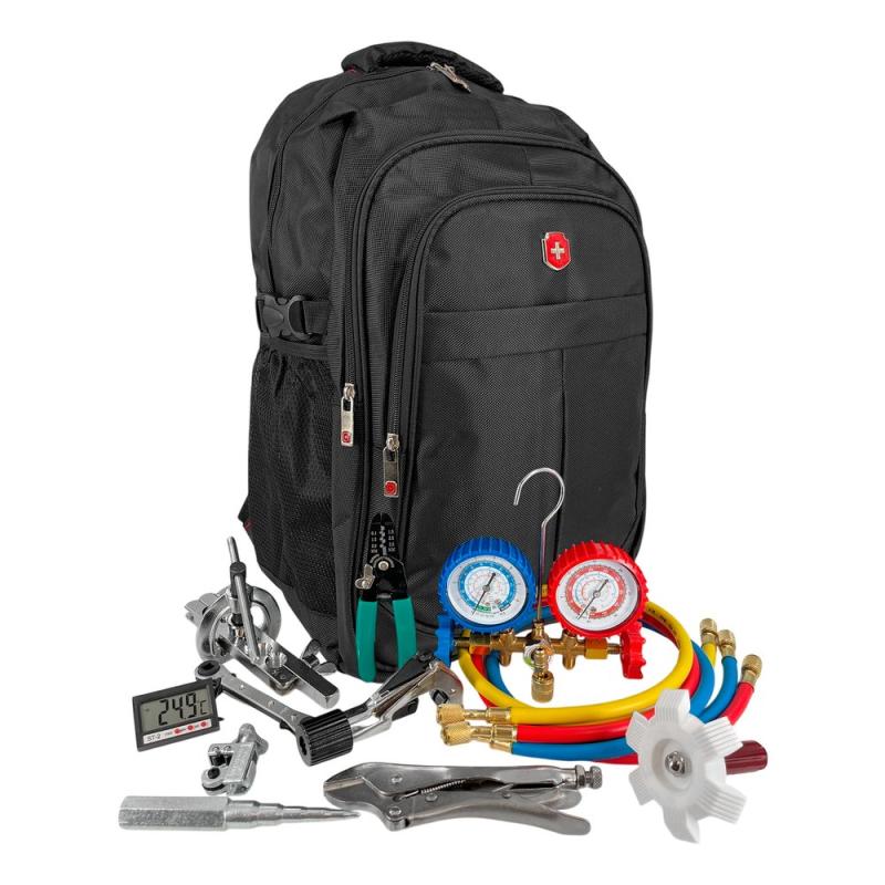 Kit Herramientas Refrigeracion Completo Manifold Mochila