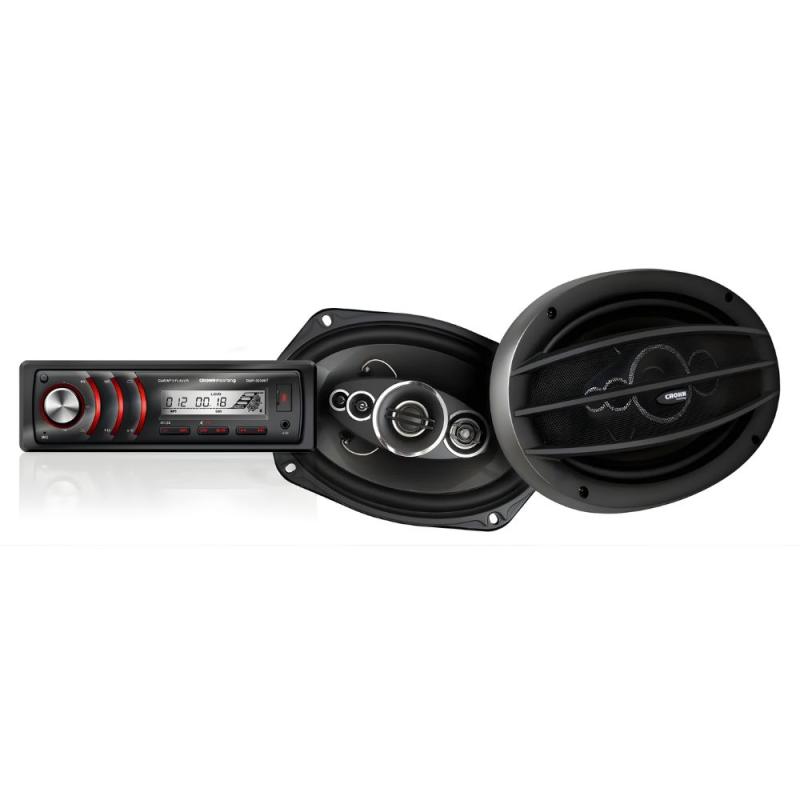 Kit Estéreo + 2 Parlantes 6 X 9'' Crown Mustang DMK9000BT