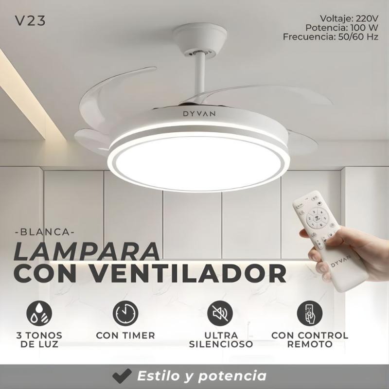 Ventilador Retráctil De Techo Con Luz Led Dyvan Vl101