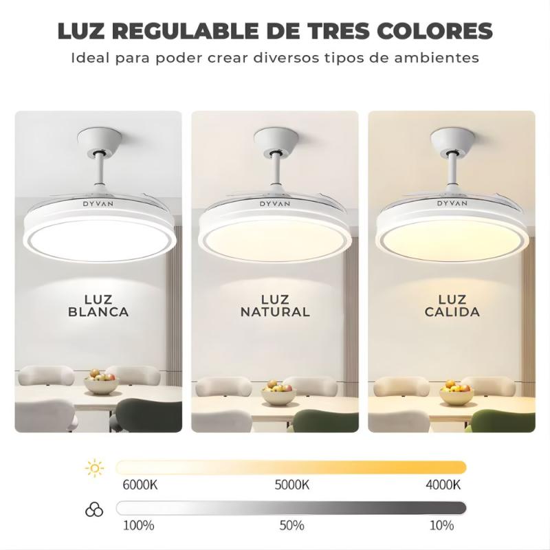 Ventilador Retráctil De Techo Con Luz Led Dyvan Vl101