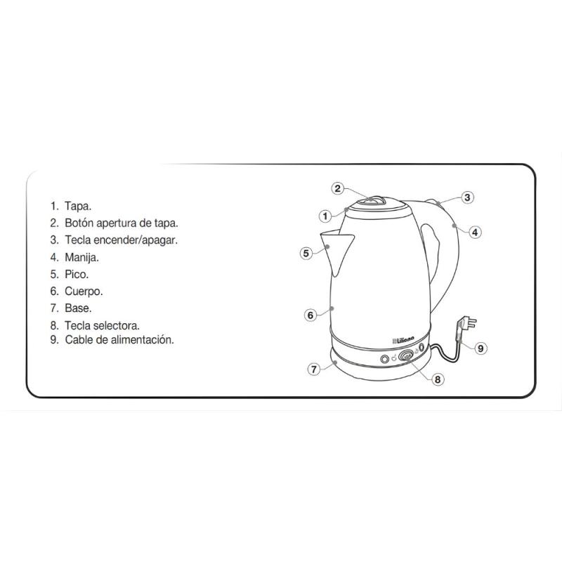 Pava Eléctrica Liliana AP152I 1.7L Corte Automático Base 360° Acero