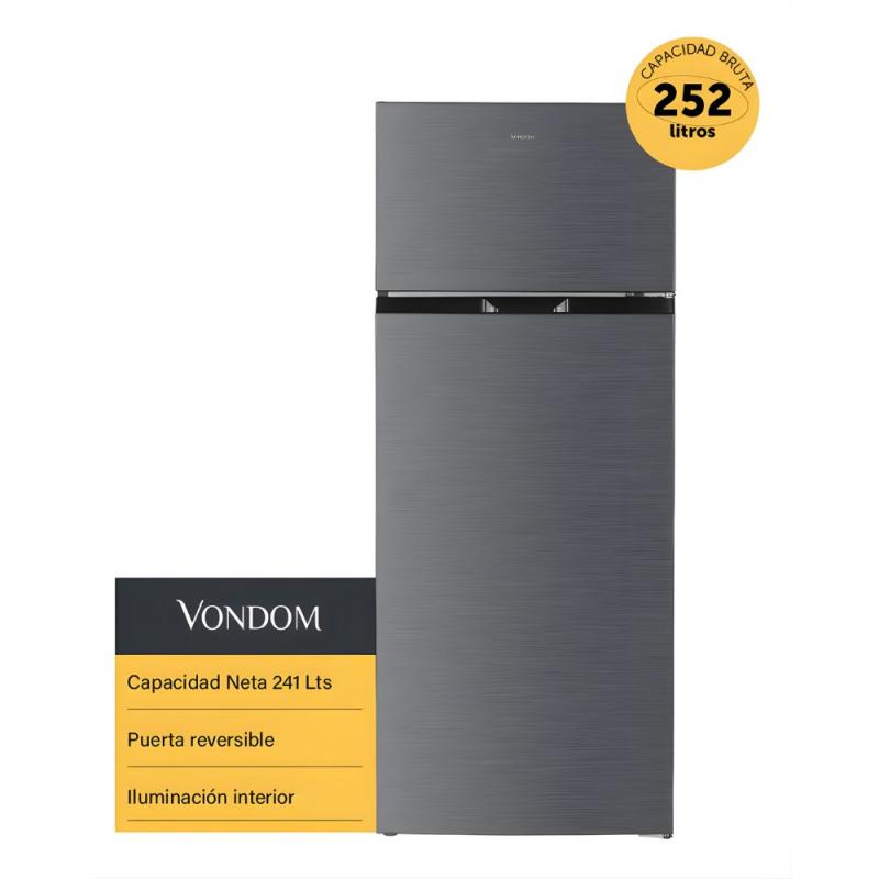 Heladera Con Freezer Cíclica Vondom TM248 252L Silver Plateado