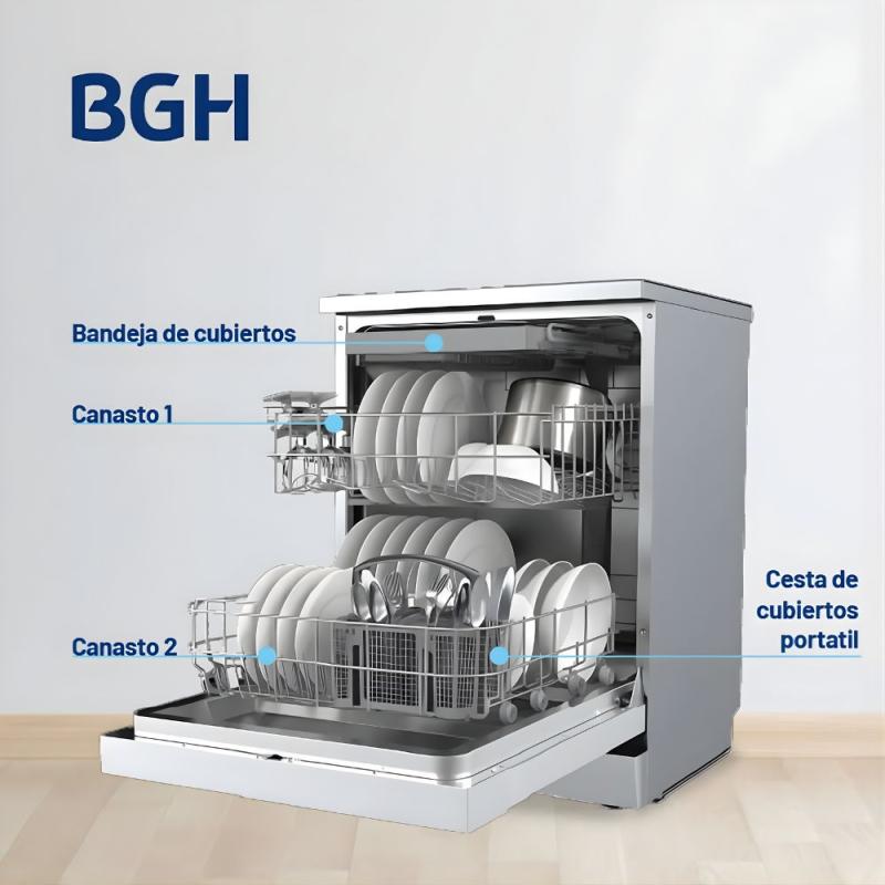 Lavavajillas BGH BLVM14S25 14 Cubiertos Silver Display LED