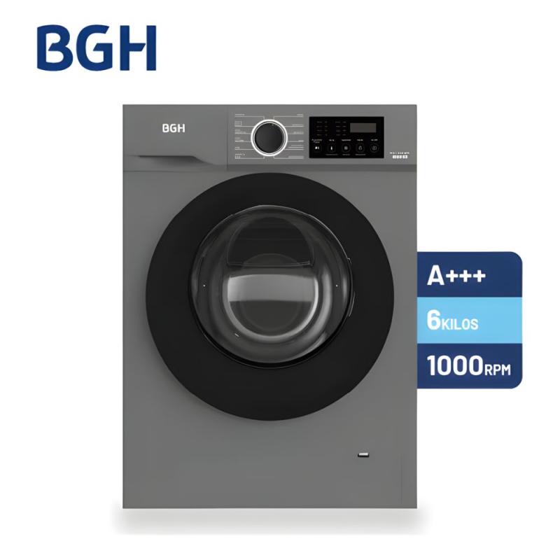Lavarropas Inverter Frontal Bgh Bwfe06w24ar 6kg 1000rpm Gris