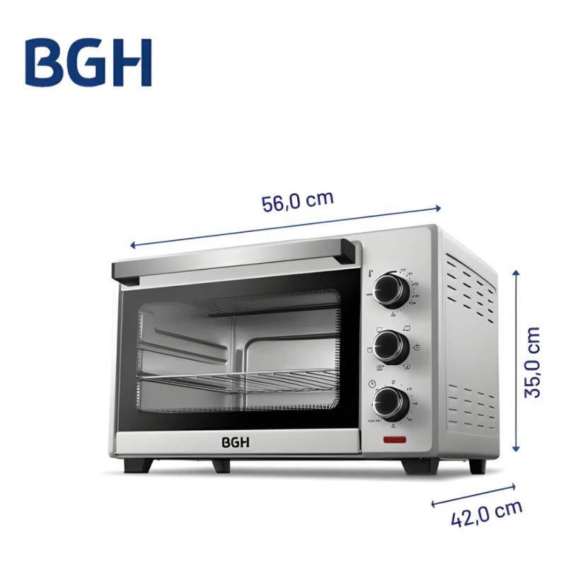 Horno Eléctrico Bgh Bhe45s22 Mecánico Silver 45l Grill Conv. Plateado