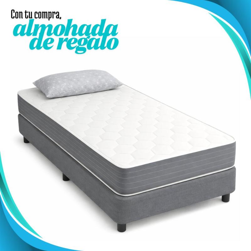 Colchón 1 Plaza Nubiflex Dual 80x190x20 Espuma Alta Densidad Blanco