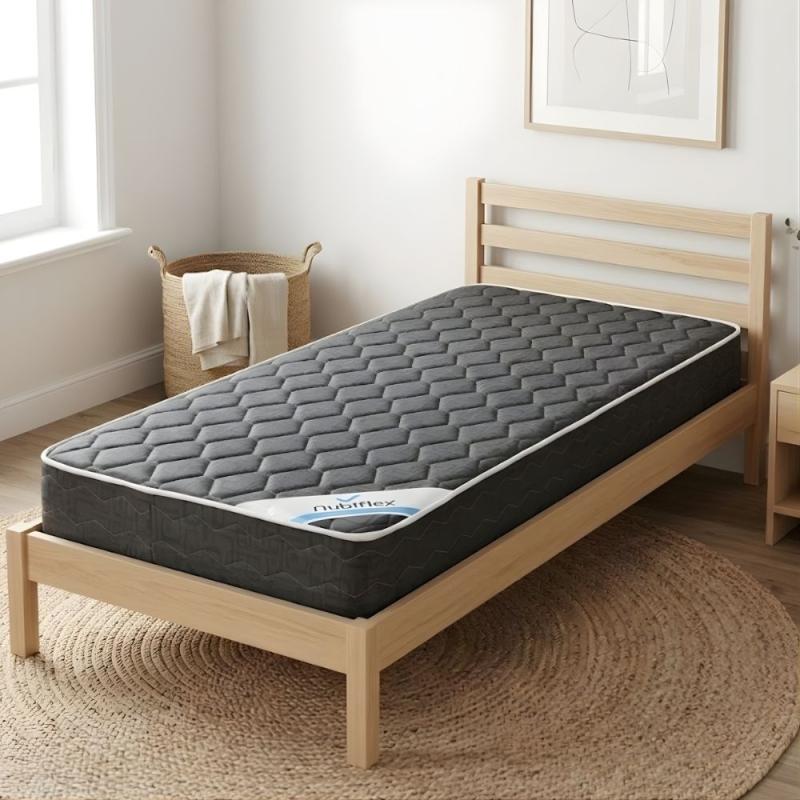 Colchón 1 Plaza Nubiflex Grey 80x190x20 Espuma Alta Densidad Gris Oscuro