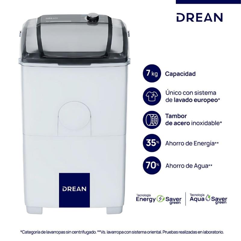 Lavarropas Semiautomático Drean LTDR79SB0 7 kg Blanco