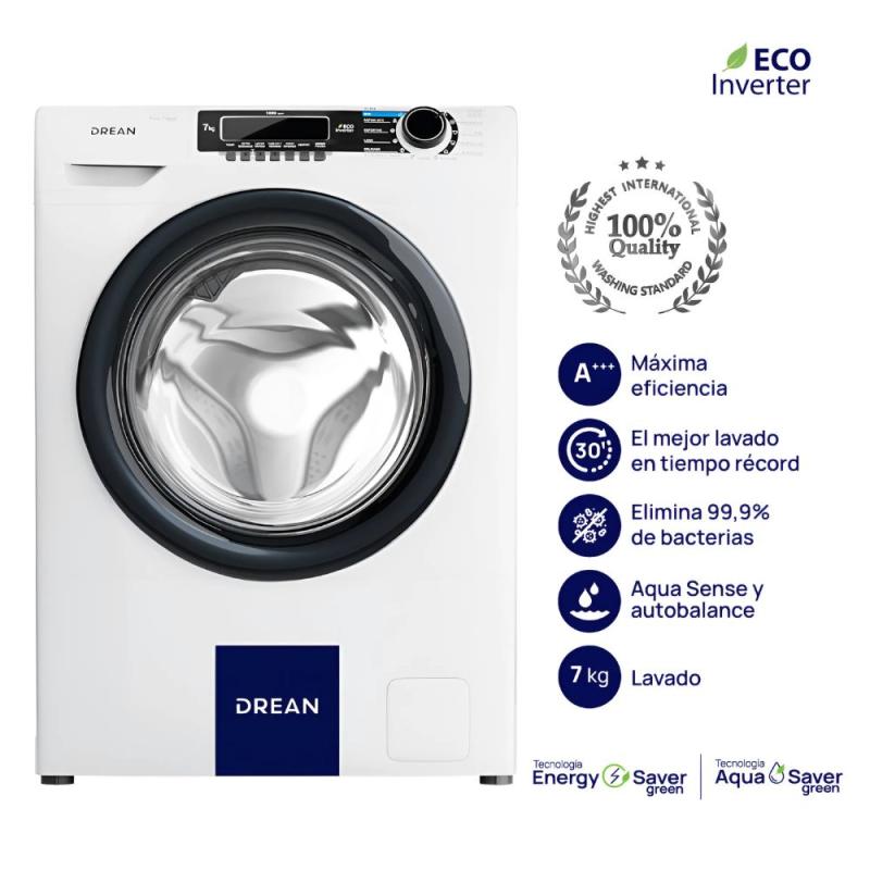 Lavarropas Frontal Drean Ecoinverter LFDR0710SB0 7 Kg