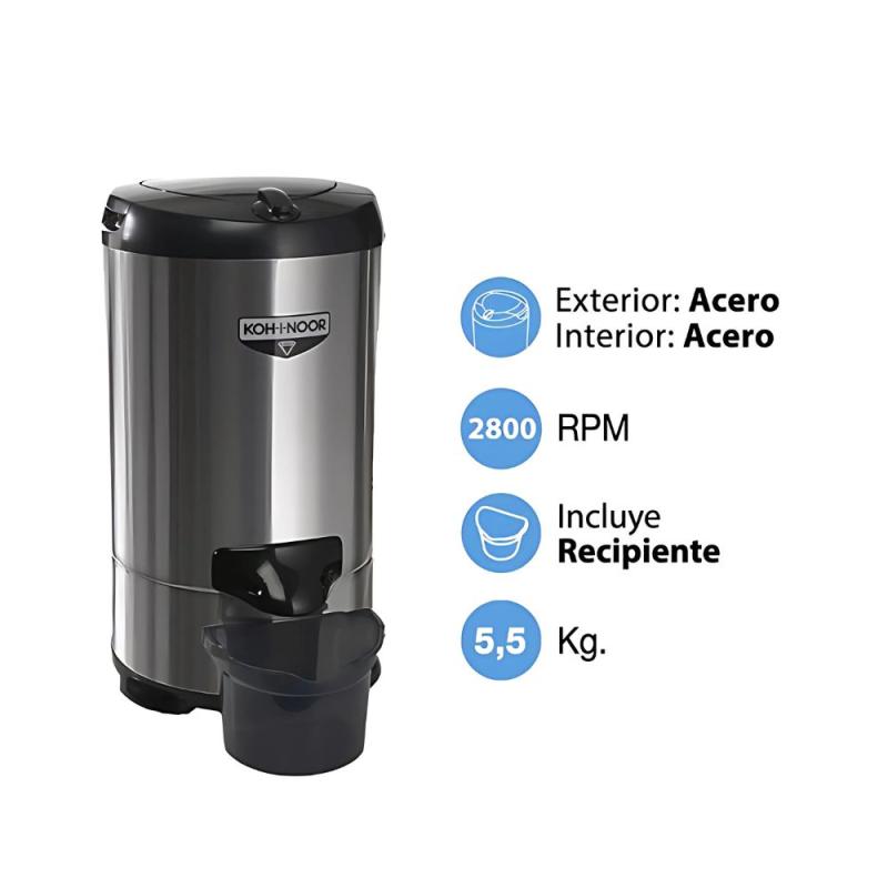 Secarropas Centrífugo Koh-i-noor A-655/2 Inoxidable 5.5 Kg