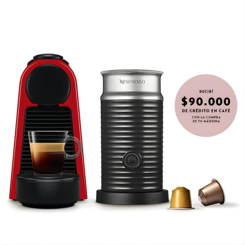 Cafetera Nespresso Essenza Mini A3kd30 + Aeroccino Rojo