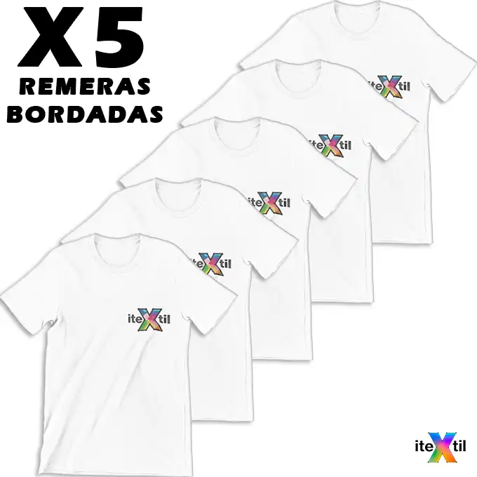 ✨5 x Remeras  - "BORDADAS CON TU LOGO" 👕🧵