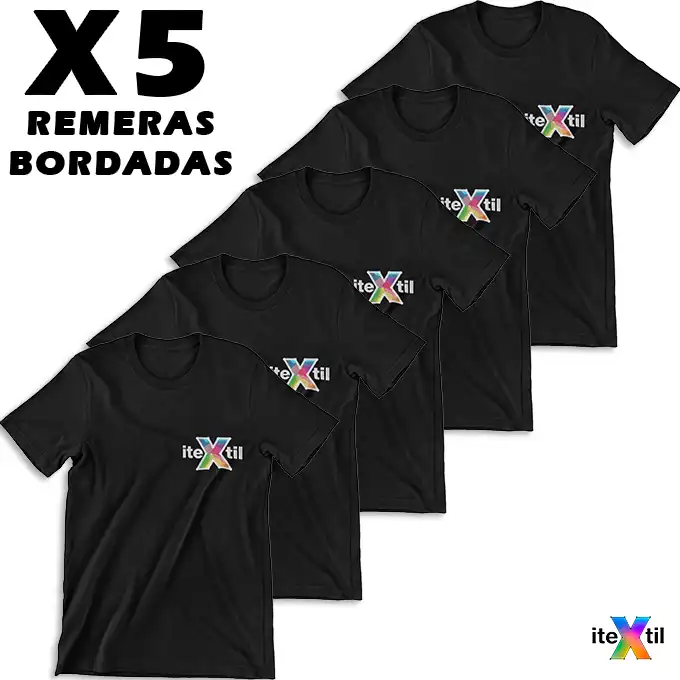 ✨5 x Remeras  - "BORDADAS CON TU LOGO" 👕🧵